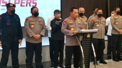 Kapolri, Jenderal Polisi Drs. Listyo Sigit Prabowo, MSi saat memberikan keterangan Konferensi Pers di Rupatama Mabes Polri, Selasa (9/8/2022). (Foto Istimewa)